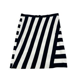 Banana Republic Black White Striped Mini Skirt 12 Stretch Bold‎